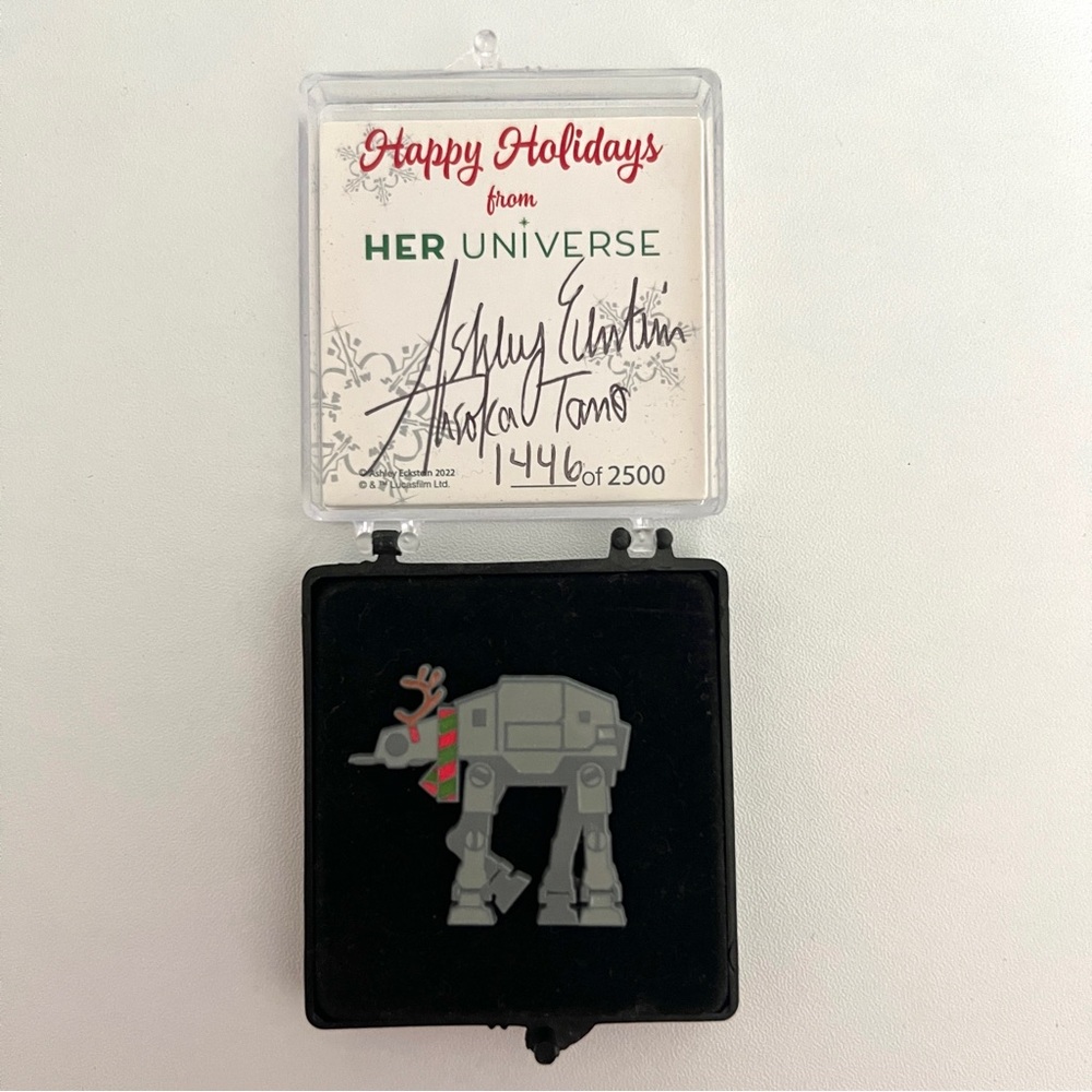 Her Universe AT-AT signed Ashley Eckstein pin numbered 2022 Holiday